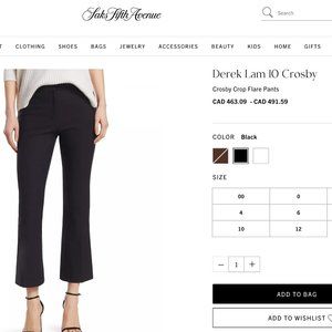 Derek Lam 10 Crosby - Lace Embellished Crosby Crop Flare Size 4 (Never Worn)